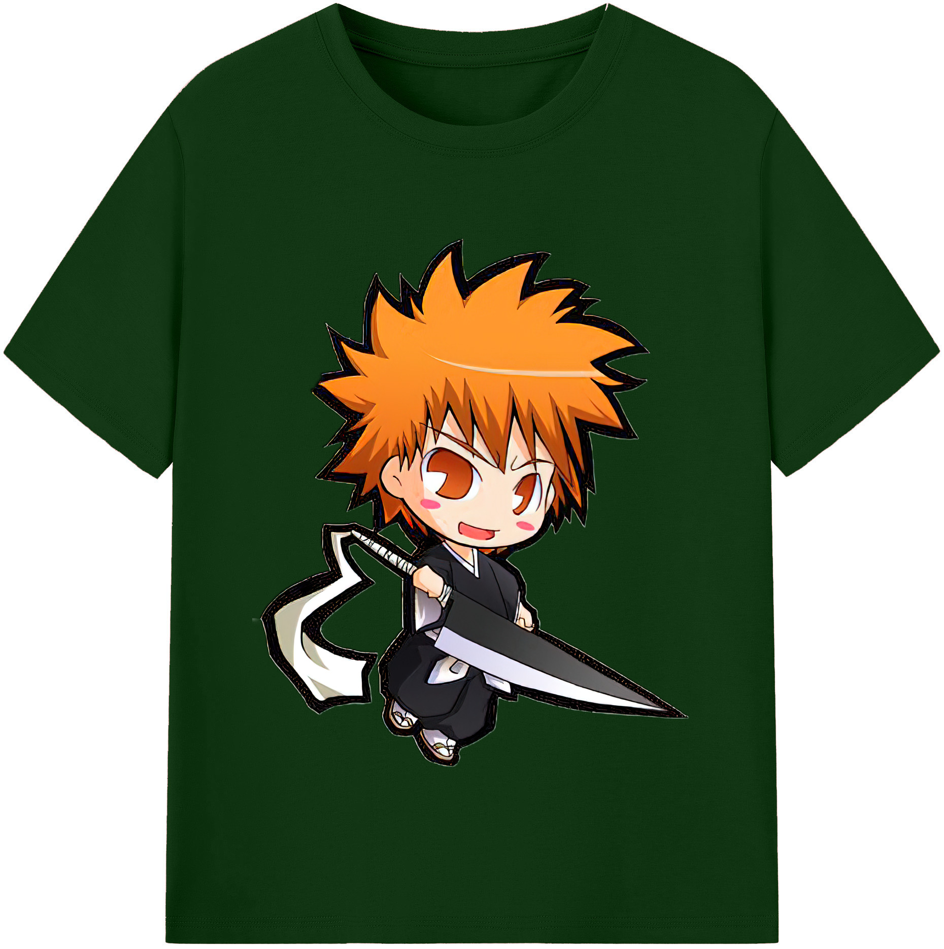 （画像用） ブリーチ 黒崎一護（くろさき いちご）BLEACH Kurosaki Ichigo 綿100％半袖Tシャツ（フロントプリント）
